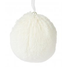 Χριστουγεννιάτικη Μπάλα με Λευκή Γούνα (8cm)